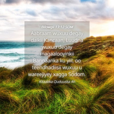 Picture 04 - Bilowgii 13:12 SOM - Aabraam wuxuu degay dalkii Kancaan, Luudna wuxuu - Bible Verse Picture