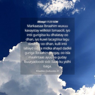 Picture 04 - Bilowgii 17:23 SOM - Markaasaa Ibraahim wuxuu kaxaystay wiilkiisii - Bible Verse Picture