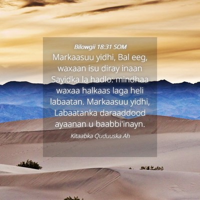 Picture 04 - Bilowgii 18:31 SOM - Markaasuu yidhi, Bal eeg, waxaan isu diray inaan - Bible Verse Picture