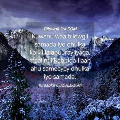 Picture 04 - Bilowgii 2:4 SOM - Kuwanu waa bilowgii samada iyo dhulka kolkii la - Bible Verse Picture