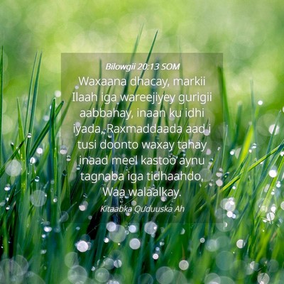 Picture 04 - Bilowgii 20:13 SOM - Waxaana dhacay, markii Ilaah iga wareejiyey - Bible Verse Picture