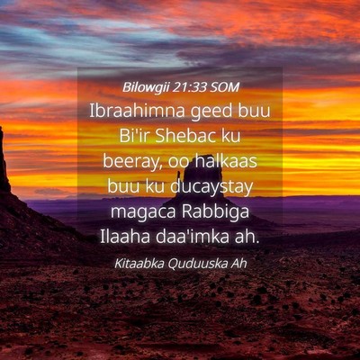 Picture 04 - Bilowgii 21:33 SOM - Ibraahimna geed buu Bi'ir Shebac ku beeray, oo - Bible Verse Picture