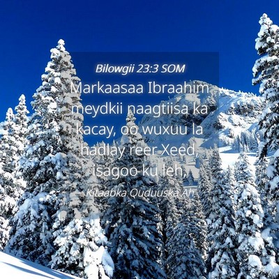 Picture 04 - Bilowgii 23:3 SOM - Markaasaa Ibraahim meydkii naagtiisa ka kacay, oo - Bible Verse Picture