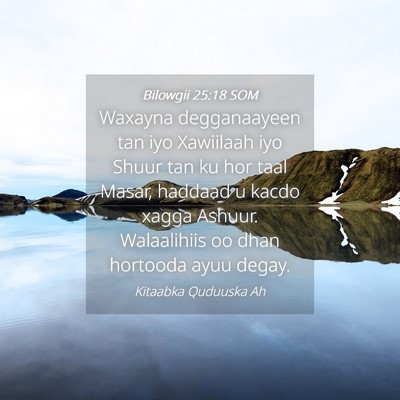 Picture 04 - Bilowgii 25:18 SOM - Waxayna degganaayeen tan iyo Xawiilaah iyo Shuur - Bible Verse Picture