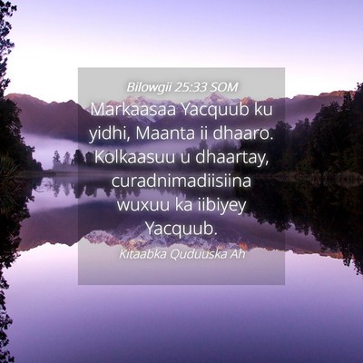 Picture 04 - Bilowgii 25:33 SOM - Markaasaa Yacquub ku yidhi, Maanta ii dhaaro. - Bible Verse Picture