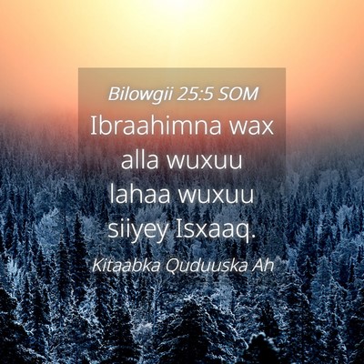 Picture 04 - Bilowgii 25:5 SOM - Ibraahimna wax alla wuxuu lahaa wuxuu siiyey - Bible Verse Picture