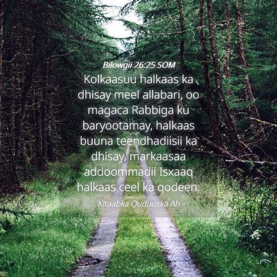 Picture 04 - Bilowgii 26:25 SOM - Kolkaasuu halkaas ka dhisay meel allabari, oo - Bible Verse Picture