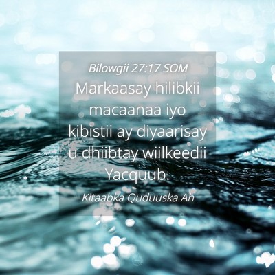 Picture 04 - Bilowgii 27:17 SOM - Markaasay hilibkii macaanaa iyo kibistii ay - Bible Verse Picture