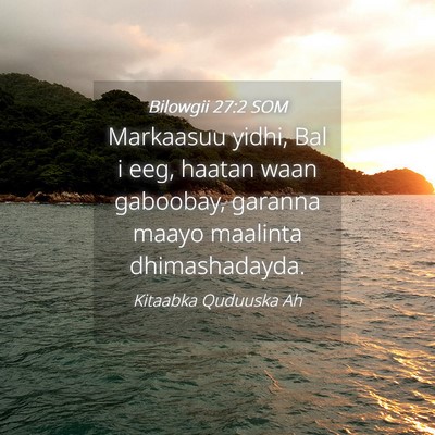 Picture 04 - Bilowgii 27:2 SOM - Markaasuu yidhi, Bal i eeg, haatan waan gaboobay, - Bible Verse Picture