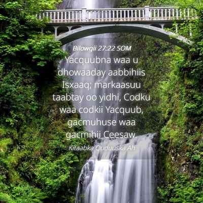 Picture 04 - Bilowgii 27:22 SOM - Yacquubna waa u dhowaaday aabbihiis Isxaaq; - Bible Verse Picture