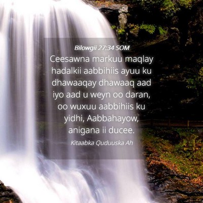 Picture 04 - Bilowgii 27:34 SOM - Ceesawna markuu maqlay hadalkii aabbihiis ayuu ku - Bible Verse Picture