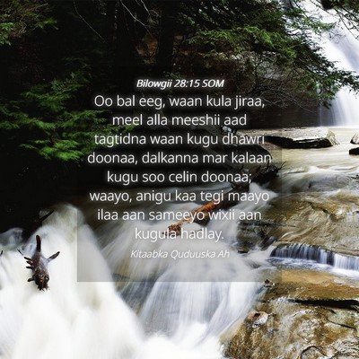 Picture 04 - Bilowgii 28:15 SOM - Oo bal eeg, waan kula jiraa, meel alla meeshii - Bible Verse Picture