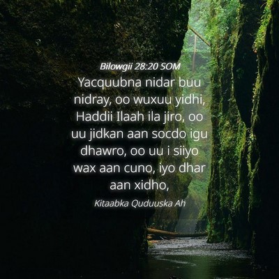 Picture 04 - Bilowgii 28:20 SOM - Yacquubna nidar buu nidray, oo wuxuu yidhi, - Bible Verse Picture