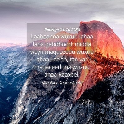 Picture 04 - Bilowgii 29:16 SOM - Laabaanna wuxuu lahaa laba gabdhood: midda weyn - Bible Verse Picture