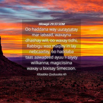 Picture 04 - Bilowgii 29:33 SOM - Oo haddana way uuraysatay mar labaad, waxayna - Bible Verse Picture