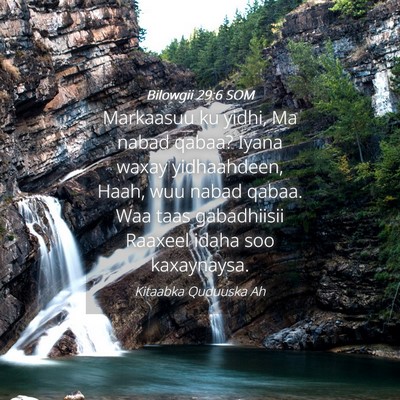 Picture 04 - Bilowgii 29:6 SOM - Markaasuu ku yidhi, Ma nabad qabaa? Iyana waxay - Bible Verse Picture