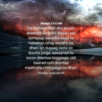 Picture 04 - Bilowgii 3:14 SOM - Oo Rabbiga Ilaah ahu wuxuu abeesadii ku yidhi, - Bible Verse Picture