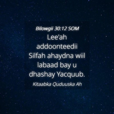 Picture 04 - Bilowgii 30:12 SOM - Lee'ah addoonteedii Silfah ahaydna wiil labaad - Bible Verse Picture