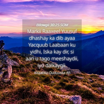 Picture 04 - Bilowgii 30:25 SOM - Markii Raaxeel Yuusuf dhashay ka dib ayaa Yacquub - Bible Verse Picture
