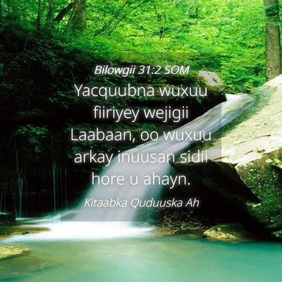 Picture 04 - Bilowgii 31:2 SOM - Yacquubna wuxuu fiiriyey wejigii Laabaan, oo - Bible Verse Picture