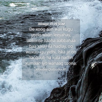 Picture 04 - Bilowgii 31:29 SOM - De xoog aan wax kugu yeelo waan leeyahay, - Bible Verse Picture