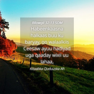 Picture 04 - Bilowgii 32:13 SOM - Habeenkaasna halkaas buu ku baryay, oo walaalkiis - Bible Verse Picture