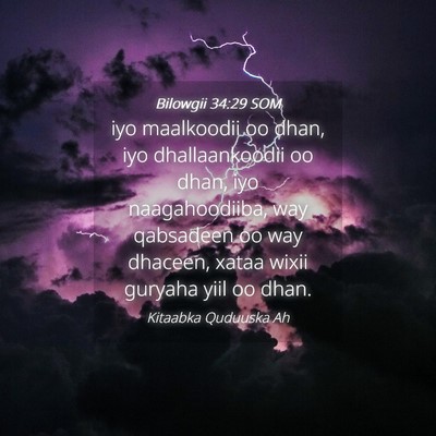 Picture 04 - Bilowgii 34:29 SOM - iyo maalkoodii oo dhan, iyo dhallaankoodii oo - Bible Verse Picture