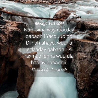Picture 04 - Bilowgii 34:3 SOM - Naftiisiina way raacday gabadhii Yacquub oo - Bible Verse Picture