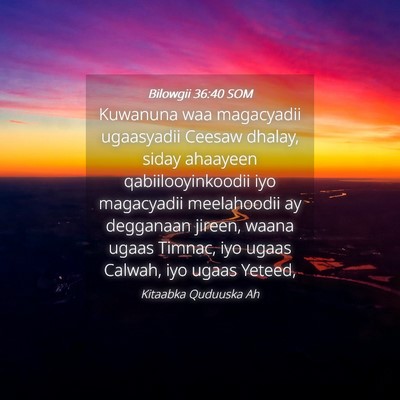 Picture 04 - Bilowgii 36:40 SOM - Kuwanuna waa magacyadii ugaasyadii Ceesaw dhalay, - Bible Verse Picture