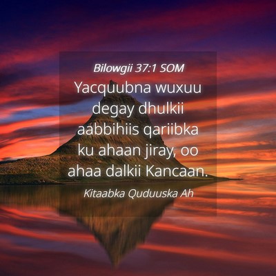 Picture 04 - Bilowgii 37:1 SOM - Yacquubna wuxuu degay dhulkii aabbihiis qariibka - Bible Verse Picture