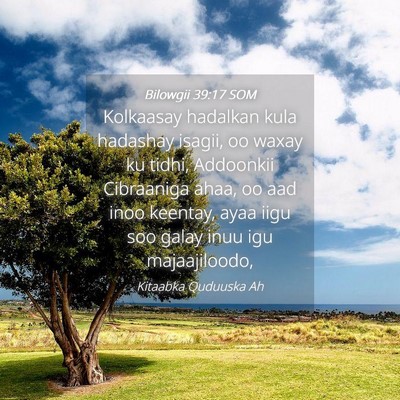 Picture 04 - Bilowgii 39:17 SOM - Kolkaasay hadalkan kula hadashay isagii, oo waxay - Bible Verse Picture