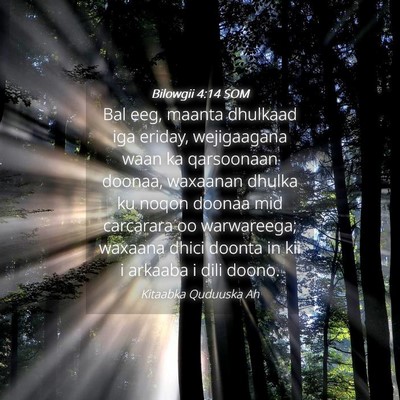 Picture 04 - Bilowgii 4:14 SOM - Bal eeg, maanta dhulkaad iga eriday, wejigaagana - Bible Verse Picture