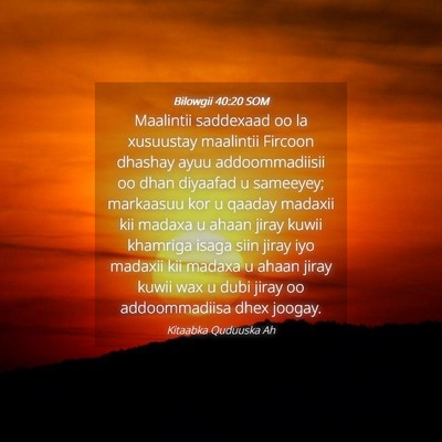 Picture 04 - Bilowgii 40:20 SOM - Maalintii saddexaad oo la xusuustay maalintii - Bible Verse Picture