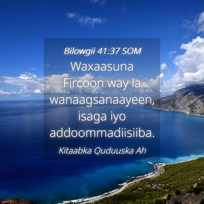 Picture 04 - Bilowgii 41:37 SOM - Waxaasuna Fircoon way la wanaagsanaayeen, isaga - Bible Verse Picture