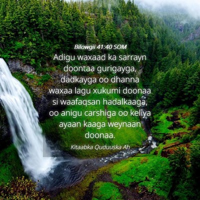 Picture 04 - Bilowgii 41:40 SOM - Adigu waxaad ka sarrayn doontaa gurigayga, - Bible Verse Picture