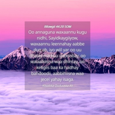 Picture 04 - Bilowgii 44:20 SOM - Oo annaguna waxaannu kugu nidhi, Sayidkaygiiyow, - Bible Verse Picture
