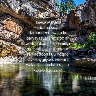 Picture 04 - Bilowgii 44:33 SOM - Haddaba sidaas daraaddeed, waan ku baryayaaye, - Bible Verse Picture