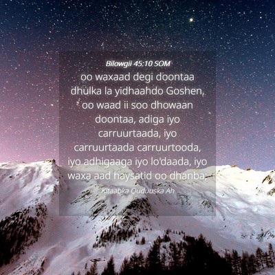 Picture 04 - Bilowgii 45:10 SOM - oo waxaad degi doontaa dhulka la yidhaahdo - Bible Verse Picture