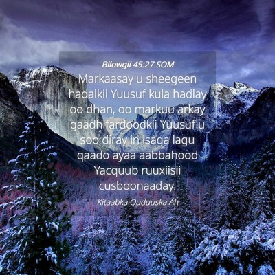 Picture 04 - Bilowgii 45:27 SOM - Markaasay u sheegeen hadalkii Yuusuf kula hadlay - Bible Verse Picture