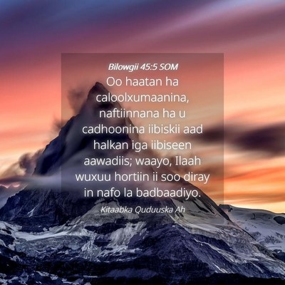 Picture 04 - Bilowgii 45:5 SOM - Oo haatan ha caloolxumaanina, naftiinnana ha u - Bible Verse Picture
