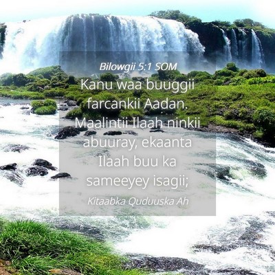 Picture 04 - Bilowgii 5:1 SOM - Kanu waa buuggii farcankii Aadan. Maalintii Ilaah - Bible Verse Picture