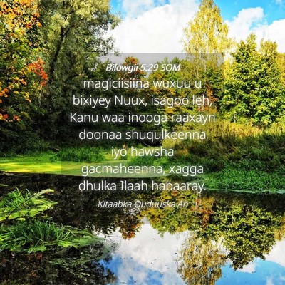Picture 04 - Bilowgii 5:29 SOM - magiciisiina wuxuu u bixiyey Nuux, isagoo leh, - Bible Verse Picture