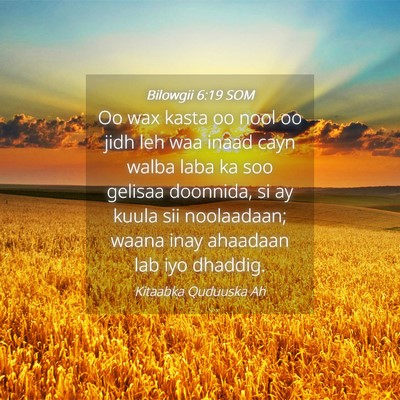 Picture 04 - Bilowgii 6:19 SOM - Oo wax kasta oo nool oo jidh leh waa inaad cayn - Bible Verse Picture