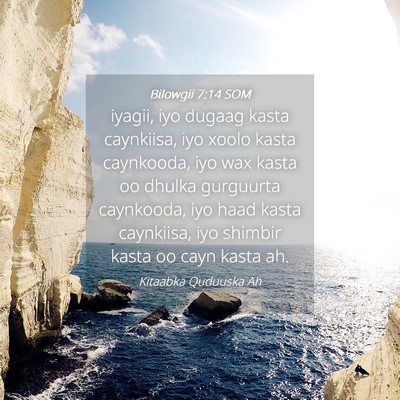 Picture 04 - Bilowgii 7:14 SOM - iyagii, iyo dugaag kasta caynkiisa, iyo xoolo - Bible Verse Picture