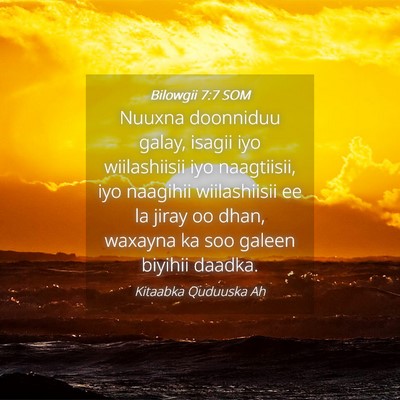 Picture 04 - Bilowgii 7:7 SOM - Nuuxna doonniduu galay, isagii iyo wiilashiisii - Bible Verse Picture