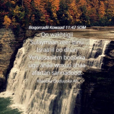 Picture 04 - Boqorradii Kowaad 11:42 SOM - Oo wakhtigii Sulaymaan reer binu Israa'iil oo - Bible Verse Picture