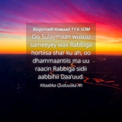 Picture 04 - Boqorradii Kowaad 11:6 SOM - Oo Sulaymaan wuxuu sameeyey wax Rabbiga hortiisa - Bible Verse Picture