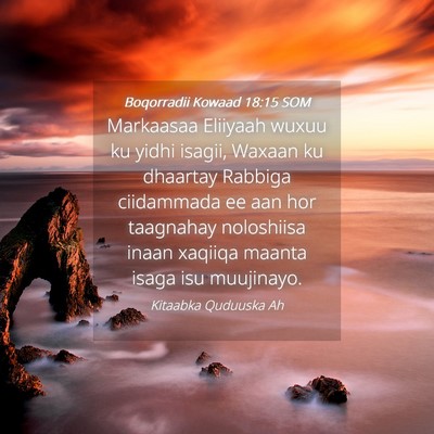 Picture 04 - Boqorradii Kowaad 18:15 SOM - Markaasaa Eliiyaah wuxuu ku yidhi isagii, Waxaan - Bible Verse Picture