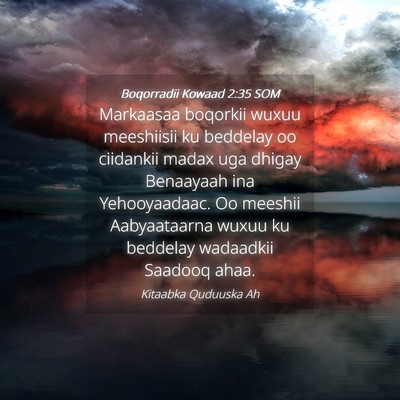 Picture 04 - Boqorradii Kowaad 2:35 SOM - Markaasaa boqorkii wuxuu meeshiisii ku beddelay - Bible Verse Picture