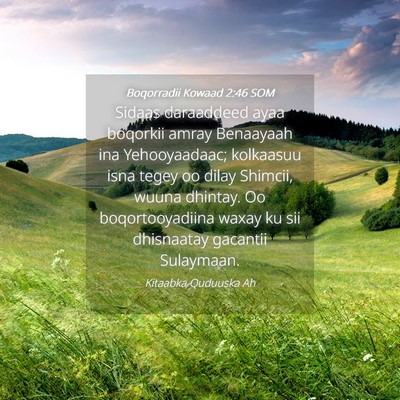 Picture 04 - Boqorradii Kowaad 2:46 SOM - Sidaas daraaddeed ayaa boqorkii amray Benaayaah - Bible Verse Picture